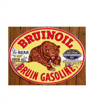 1930S-STYLE-BRUINOIL-BRUIN-GASOLINE-PORCELAIN-SIGN