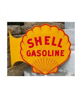 1940s-DOUBLE-SIDE-SHELL-GASOLINE-GAS-STATION-FLANGE-SIGN